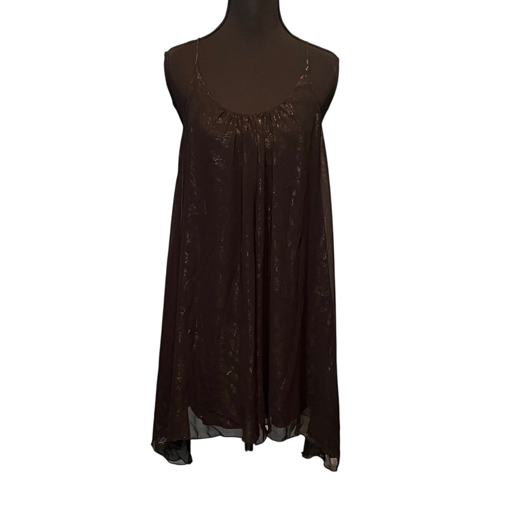 En Creme Black Gold Metallic Foil Trapeze Mini Dress M Whimsigoth Dark Fairy Y2K